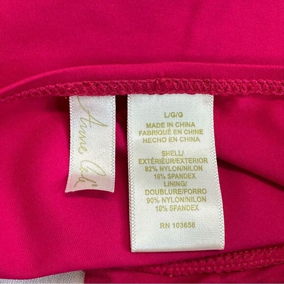 ANNE COLE Bright Pink Live In Color Twist Front Bandeaukini Swim Top Sz Large - Picture 6 of 13
